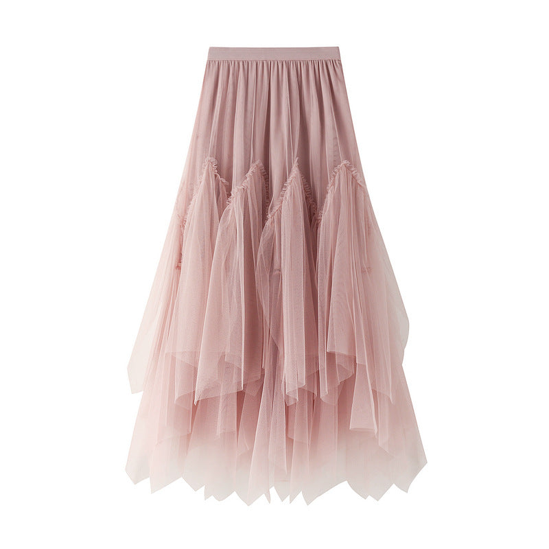 Old Pink Multi-Layered Meche Skirt – Dreamy Princess Style| same ANTHEM - pink / one size
