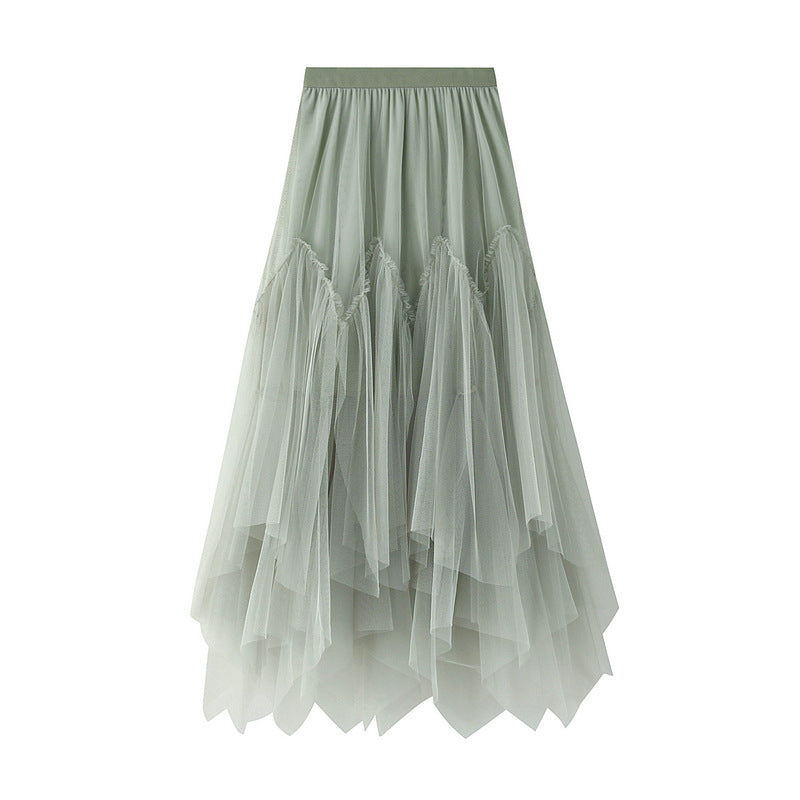 Old Pink Multi-Layered Meche Skirt – Dreamy Princess Style| same ANTHEM - green / one size
