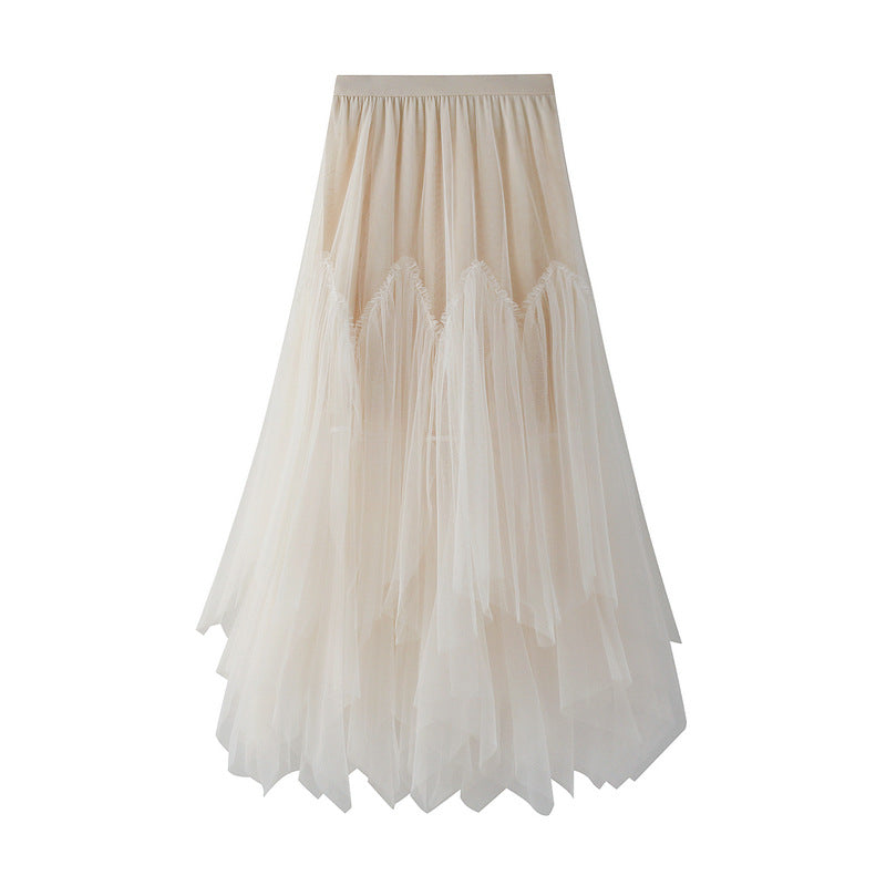 Old Pink Multi-Layered Meche Skirt – Dreamy Princess Style| same ANTHEM - apricot / one size