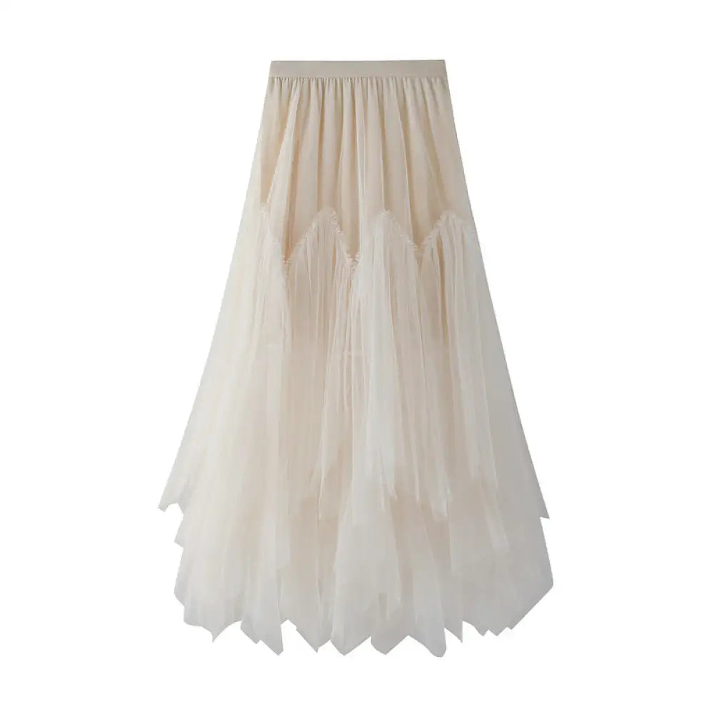 Old Pink Multi-Layered Meche Skirt – Dreamy Princess Style| same ANTHEM - apricot / one size