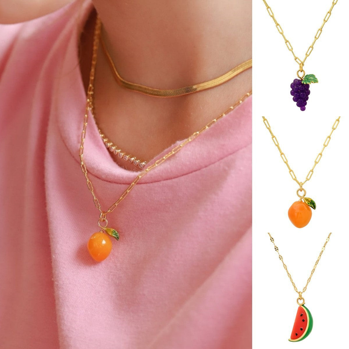 Orange Watermelon Grape Necklace | Boho Chic Clavicle Chain | same ANTHEM