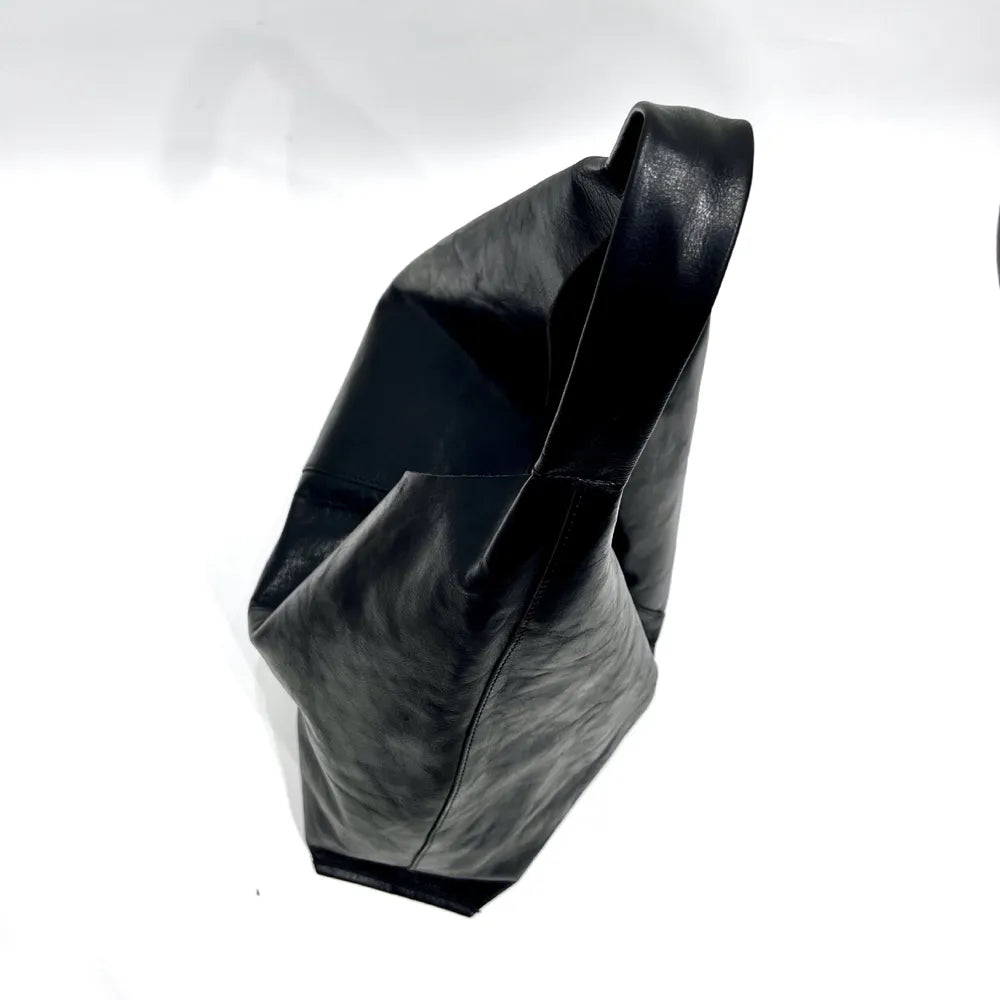 Oversize Leather Shoulder Tote – Vintage Soulmate Bag | same ANTHEM - black / Large(Max Length>50cm)