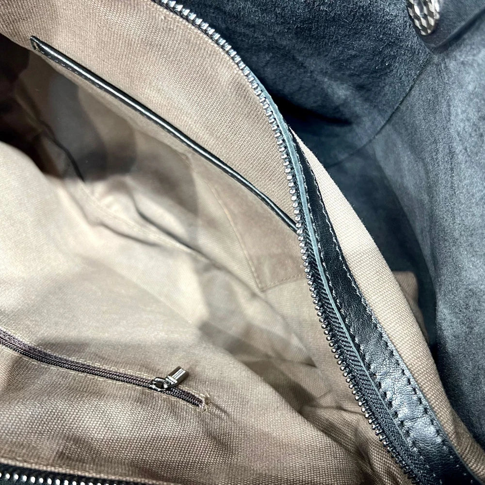 Oversize Leather Shoulder Tote – Vintage Soulmate Bag | same ANTHEM - black / Large(Max Length>50cm)