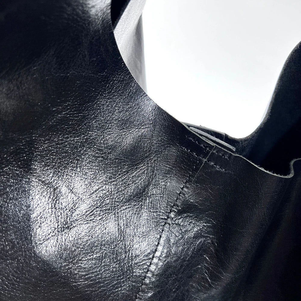 Oversize Leather Shoulder Tote – Vintage Soulmate Bag | same ANTHEM - black / Large(Max Length>50cm)