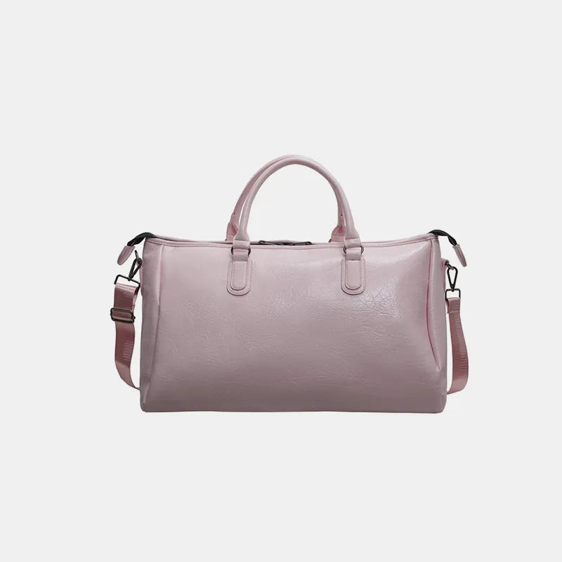 Oversize PU Leather Travel Bag – Streetwear for Soulmates | same ANTHEM - Blush Pink / One Size