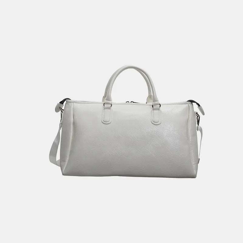 Oversize PU Leather Travel Bag – Streetwear for Soulmates | same ANTHEM - Ivory / One Size