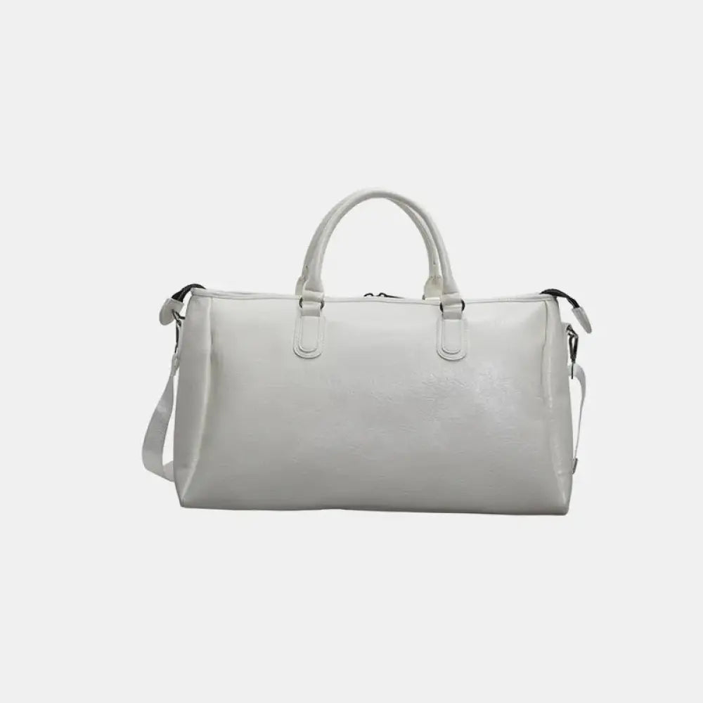 Oversize PU Leather Travel Bag – Streetwear for Soulmates | same ANTHEM - Ivory / One Size