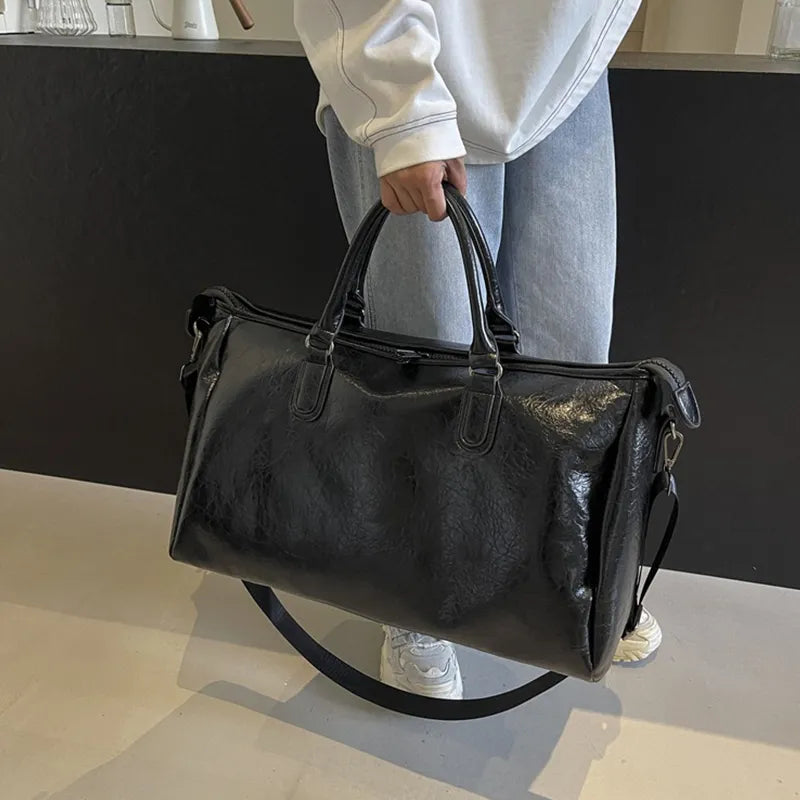 Oversize PU Leather Travel Bag – Streetwear for Soulmates | same ANTHEM