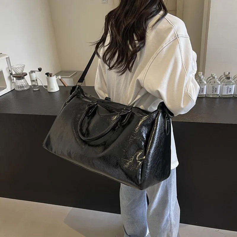 Oversize PU Leather Travel Bag – Streetwear for Soulmates | same ANTHEM