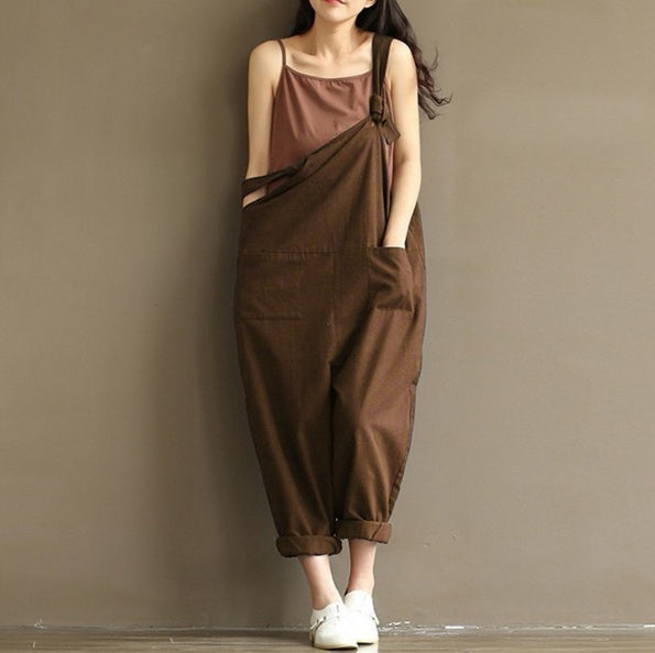 Oversized Dungaree Jumpsuit – Unique Fashion for Soulmates | same ANTHEM - Brown / 2XL - Pants