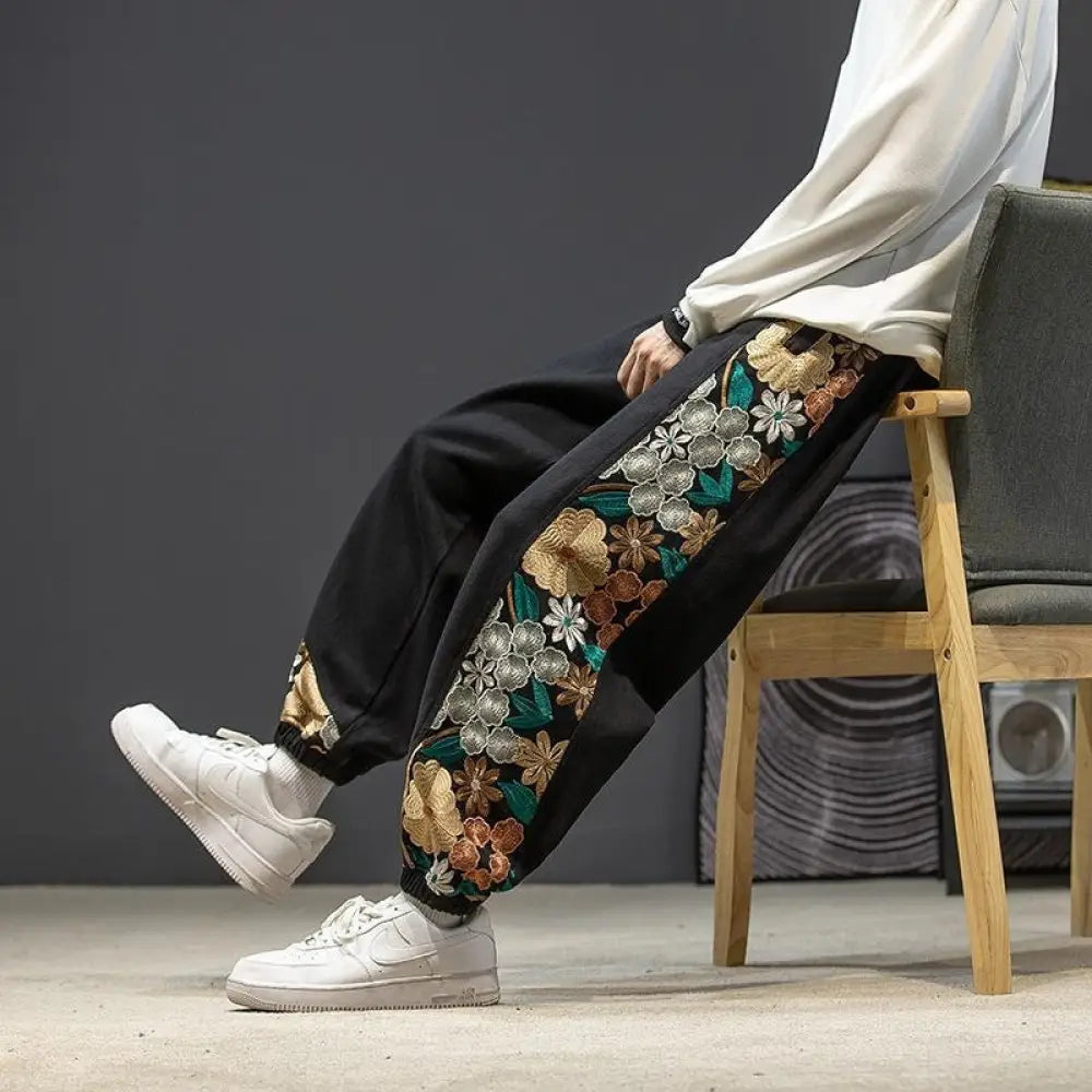 Oversized Embroidered Streetwear Pants – Dreamy Japanese Chic | same ANTHEM - black / M