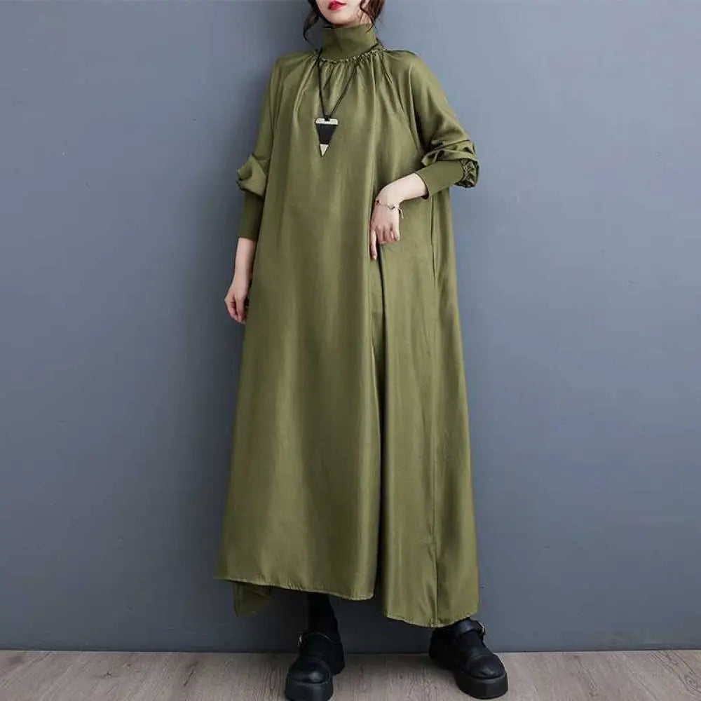Oversized High Neck Long Dress – same ANTHEM. Soulmate Streetwear - green / one size