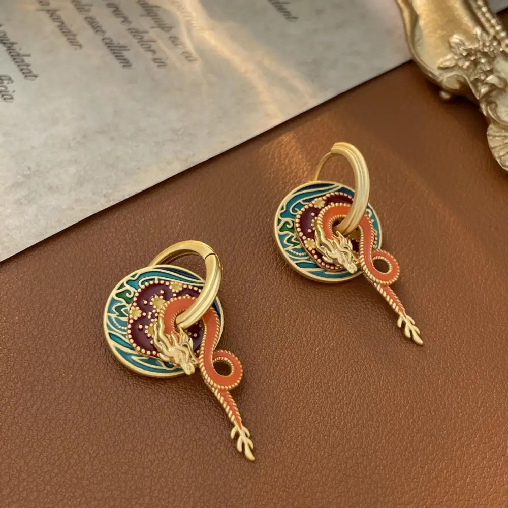 Palace Style Dragon Earrings – National Style Statement Jewelry | same ANTHEM. - Golden