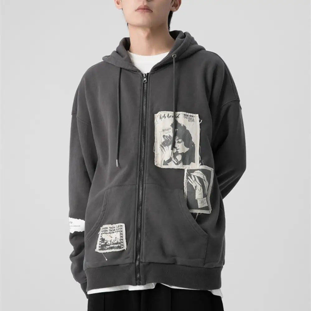 Patched Zipper Hoodie | same ANTHEM. - Sweatshirt