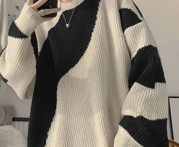 Patchwork Knit Sweater – Oversized Harajuku Streetwear | same ANTHEM