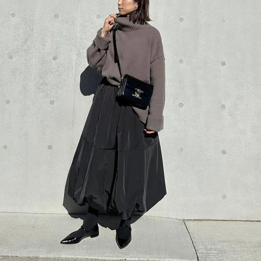 Patchwork Lantern A-line Skirt | same ANTHEM® - Black / One Size