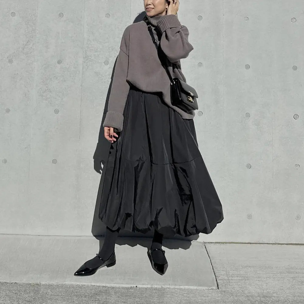 Patchwork Lantern A-line Skirt | same ANTHEM® - Black / One Size