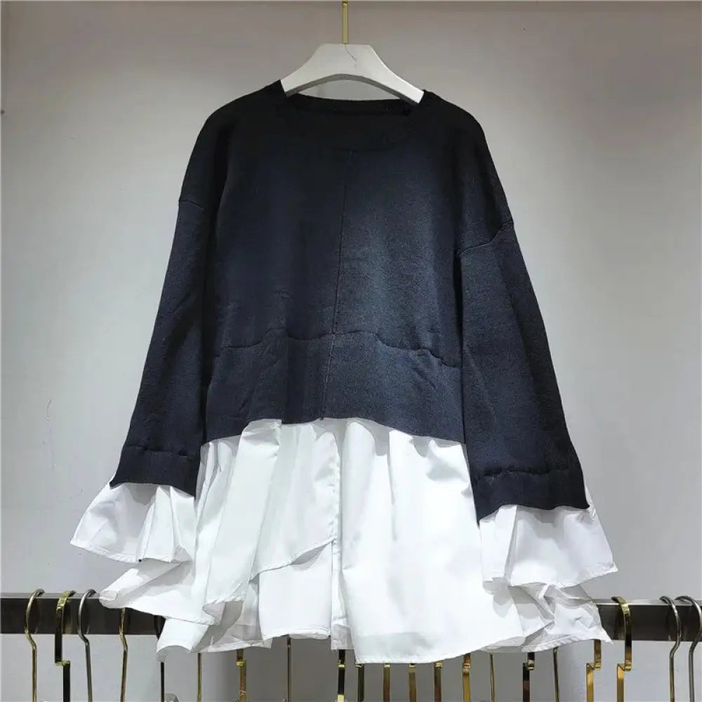Patchwork Ruffle Knit Sweatshirt – same ANTHEM.