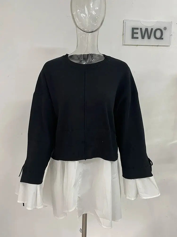 Patchwork Ruffle Knit Sweatshirt – same ANTHEM.