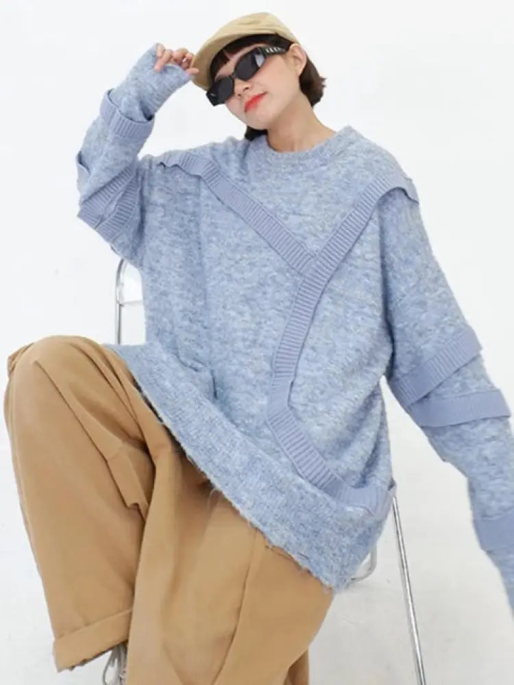 Patchwork Soulmate Sweater – same ANTHEM. - Blue / M