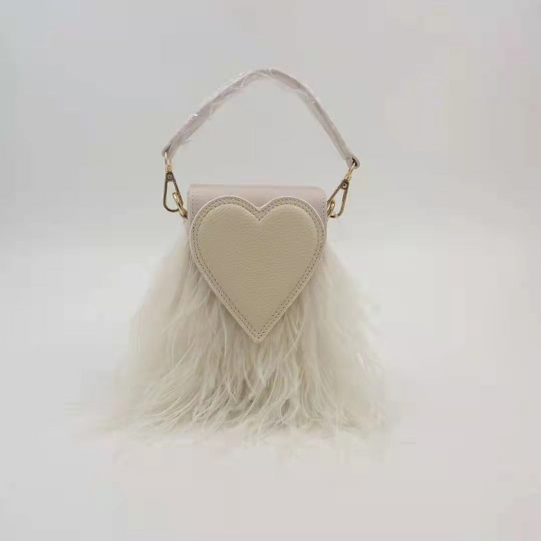 Peach Heart Feather Bag – Soulmate Streetwear for Besties | same ANTHEM - Khaki color