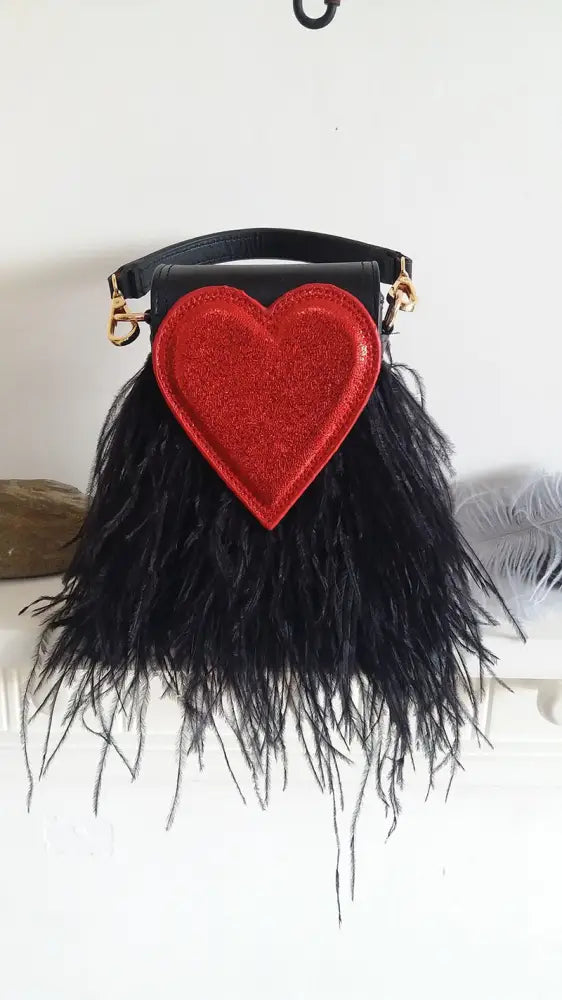 Peach Heart Feather Bag – Soulmate Streetwear for Besties | same ANTHEM - black