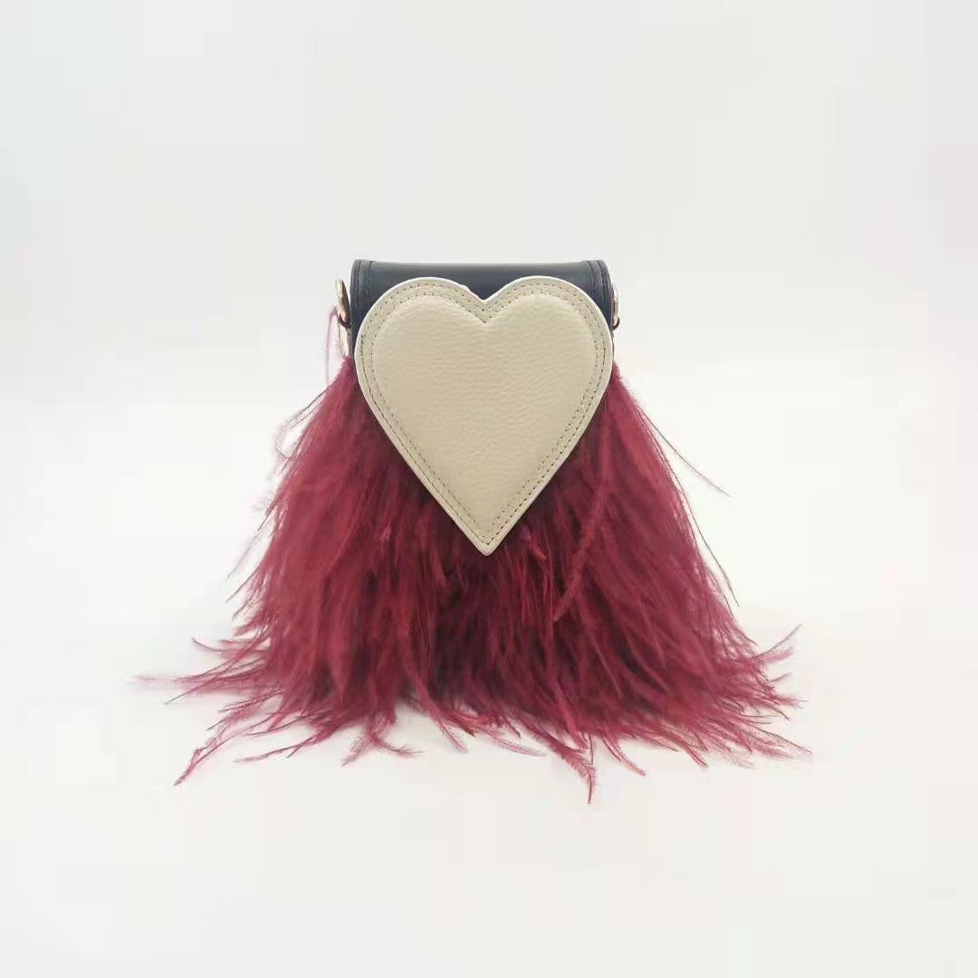 Peach Heart Feather Bag – Soulmate Streetwear for Besties | same ANTHEM - Wine red