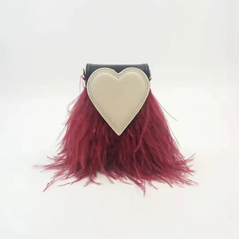 Peach Heart Feather Bag – Soulmate Streetwear for Besties | same ANTHEM - Wine red