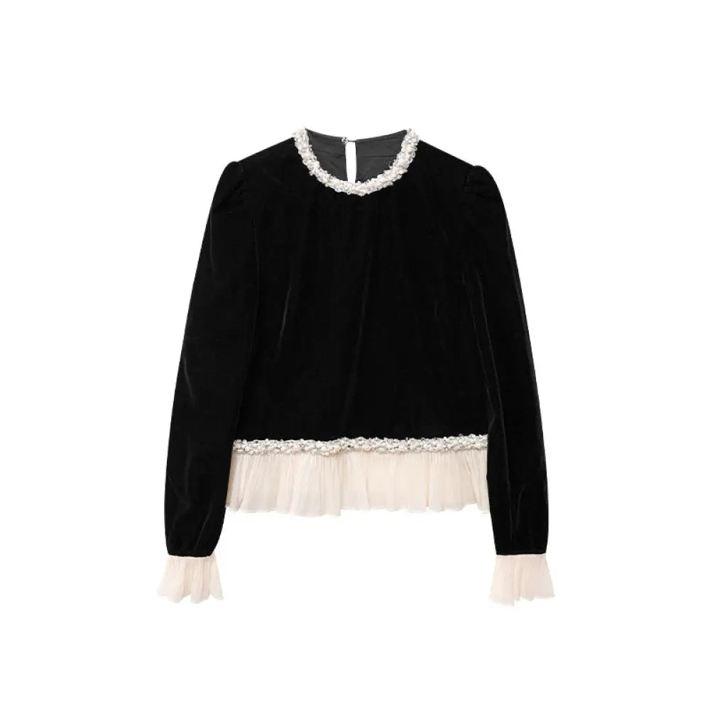 Pearl Fleece Sweater – Nostalgic Romantic Style | same ANTHEM - black / S