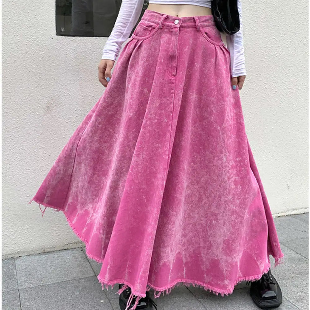 Pink A-Line Skirt – Casual Loose Streetwear for Soulmates | same ANTHEM - Peach Pink / L - Skirt