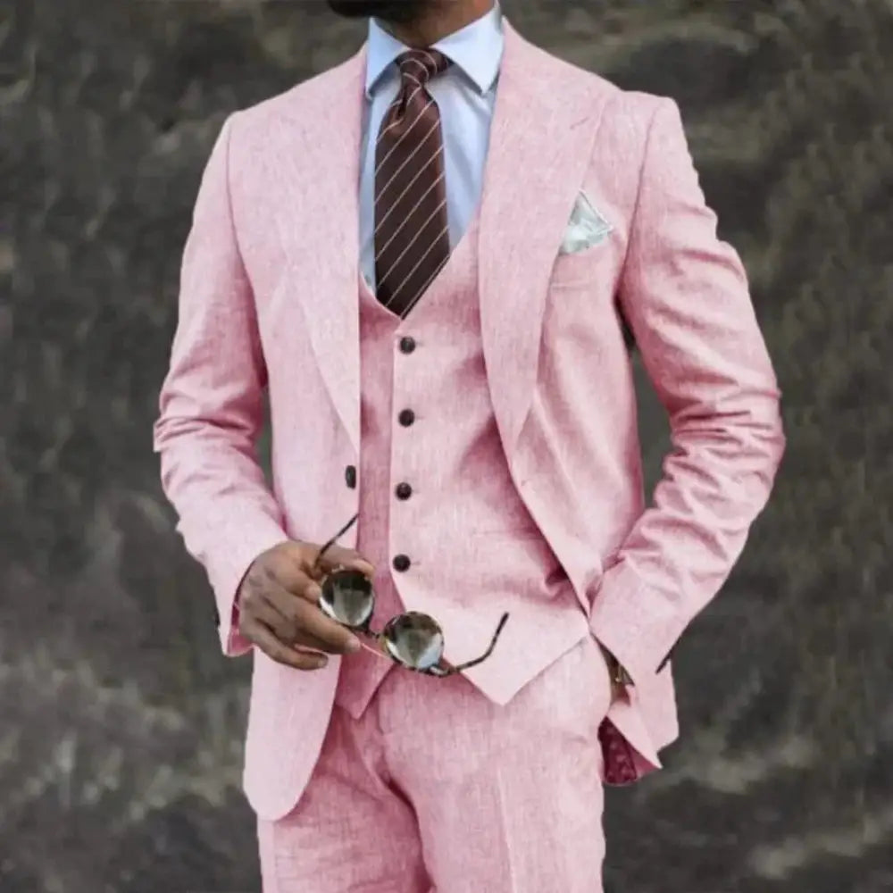Pink Business Casual Three-Piece Suit – Modern Elegance | same ANTHEM - Pink / 3XL