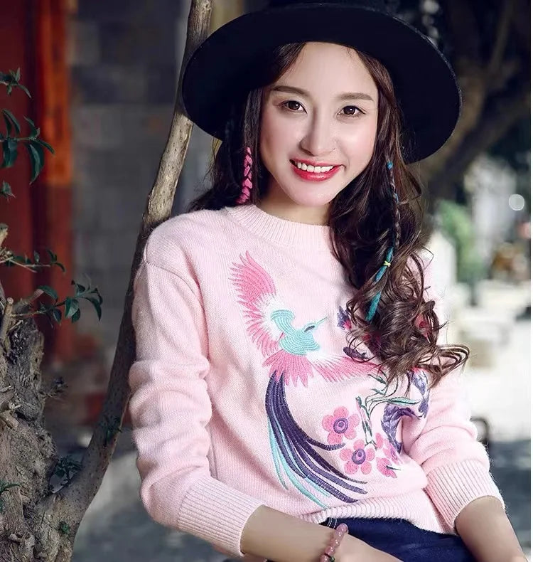 Pink Embroidered Sweater – dreamy soulmate streetwear | same ANTHEM.