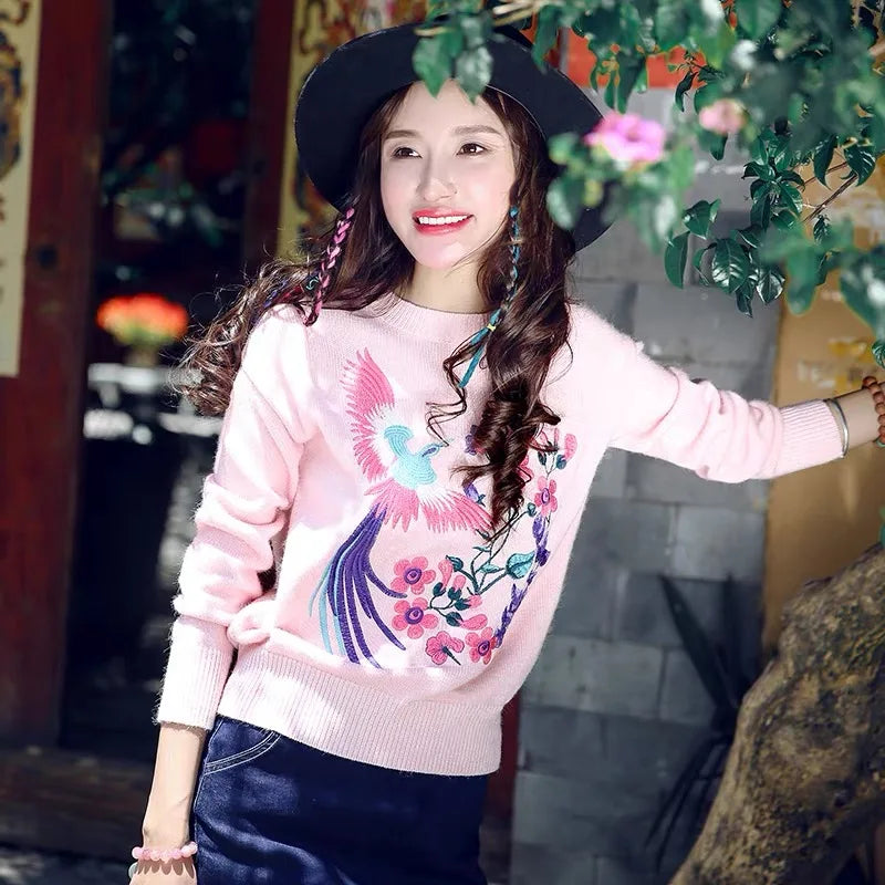 Pink Embroidered Sweater – dreamy soulmate streetwear | same ANTHEM.