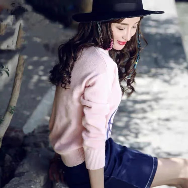 Pink Embroidered Sweater – dreamy soulmate streetwear | same ANTHEM.