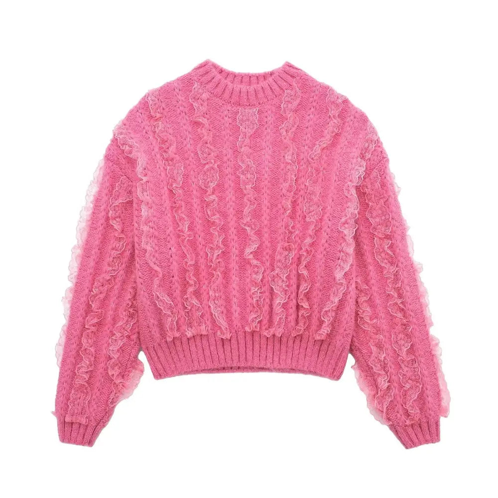 Pink Ruffled Soulmate Sweater – same ANTHEM. - Pink / S