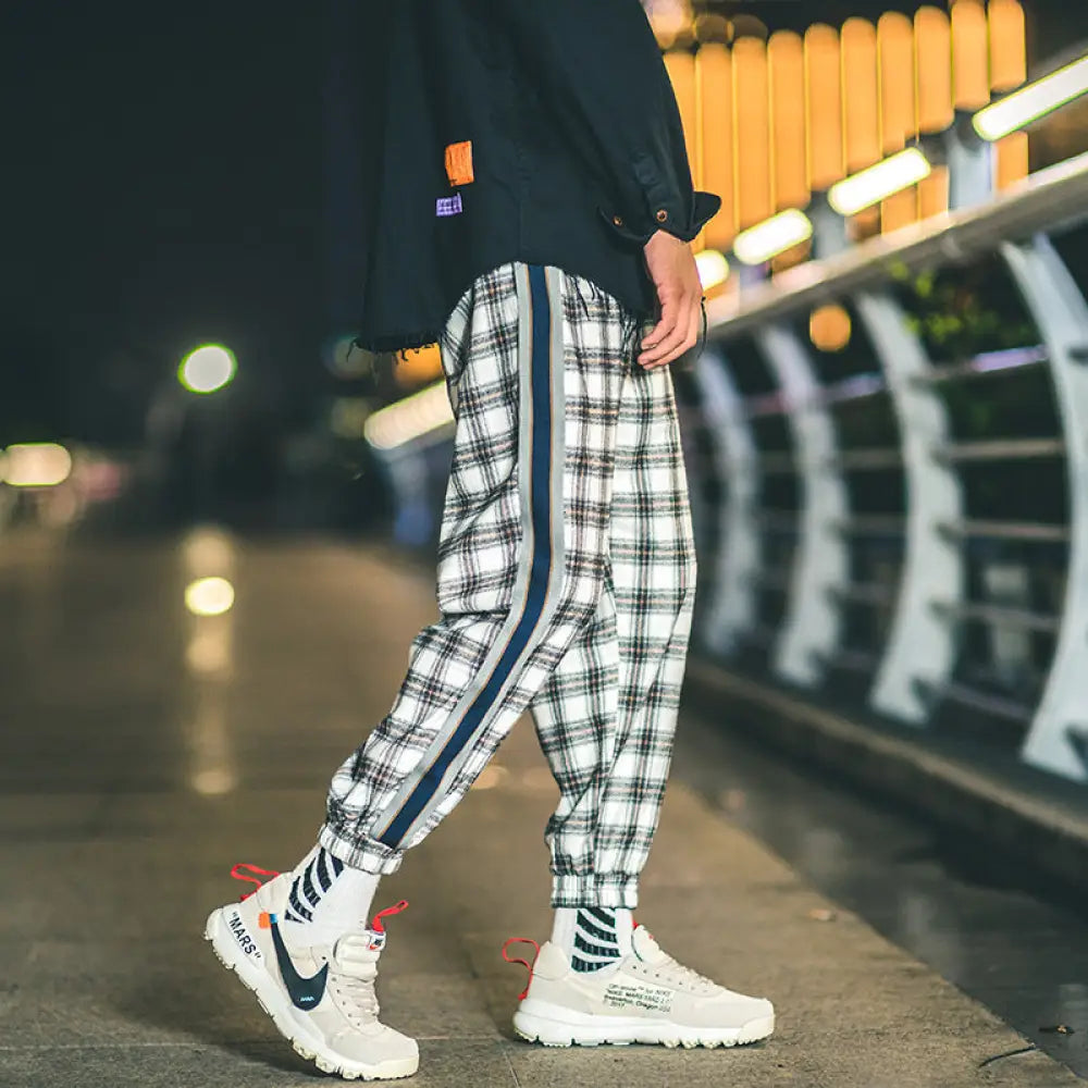 Plaid Casual Pants – Cool Everyday Baggy Pants | Same Anthem - Black white / 3XL - Pants