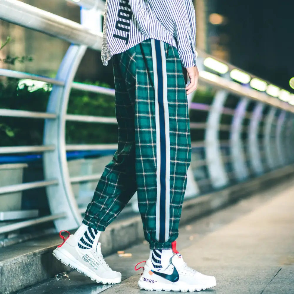 Plaid Casual Pants – Cool Everyday Baggy Pants | Same Anthem - Green / 3XL - Pants