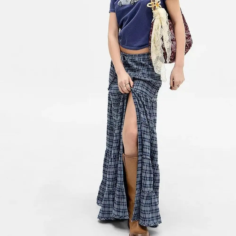 Plaid Long Skirt | same ANTHEM. - Skirt