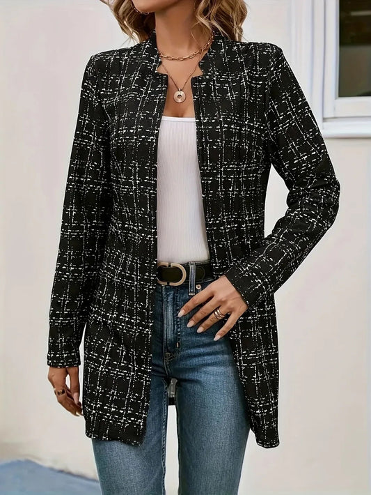 Plaid Open Front Long Sleeve Blazer | same ANTHEM. Soulmate Streetwear - Black / S