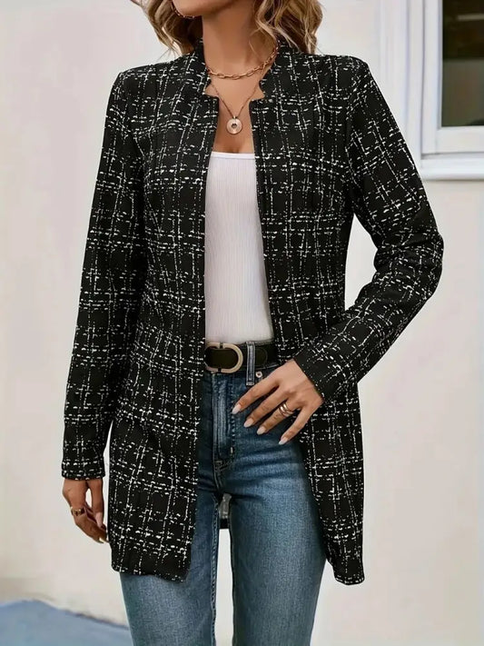 Plaid Open Front Long Sleeve Blazer | same ANTHEM. Soulmate Streetwear - Black / S