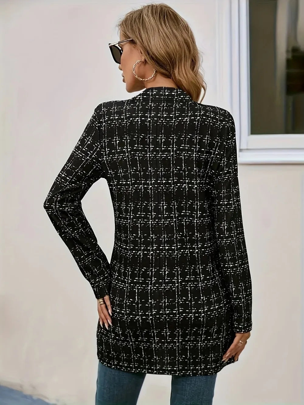 Plaid Open Front Long Sleeve Blazer | same ANTHEM. Soulmate Streetwear