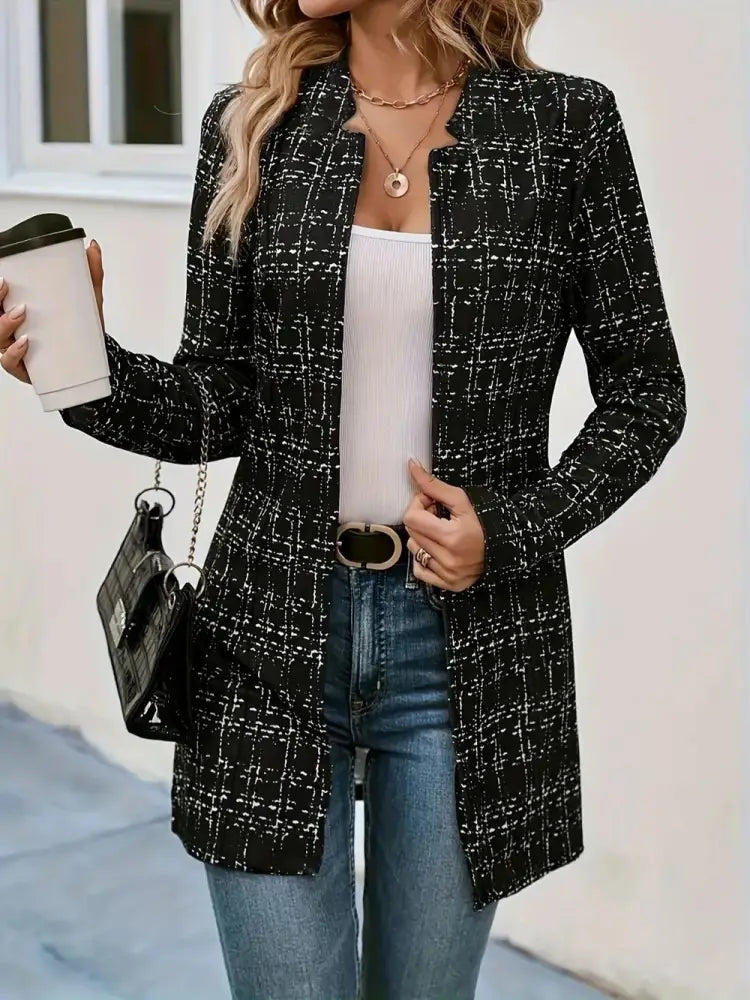 Plaid Open Front Long Sleeve Blazer | same ANTHEM. Soulmate Streetwear
