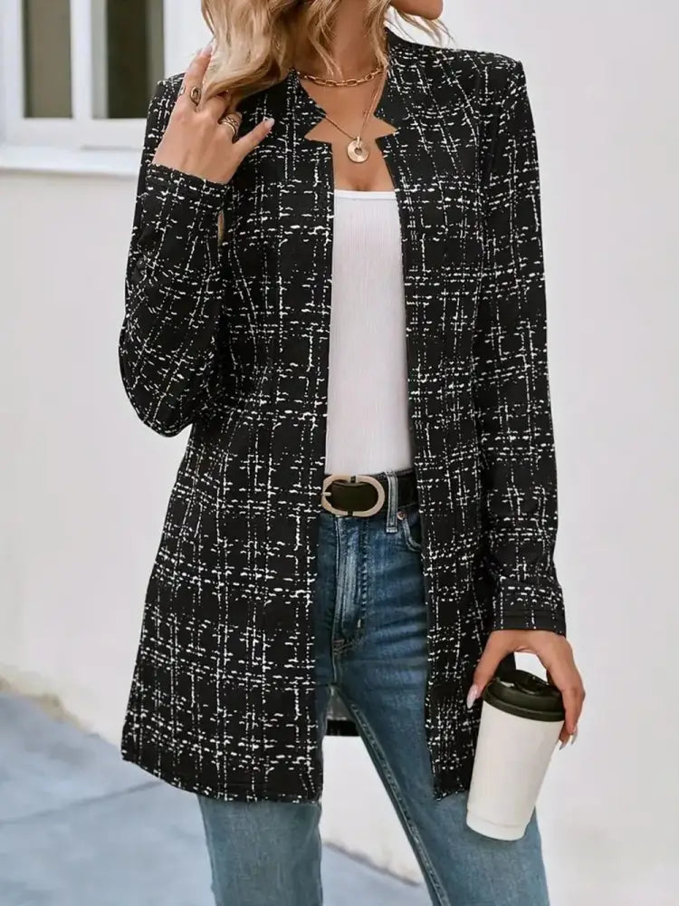 Plaid Open Front Long Sleeve Blazer | same ANTHEM. Soulmate Streetwear