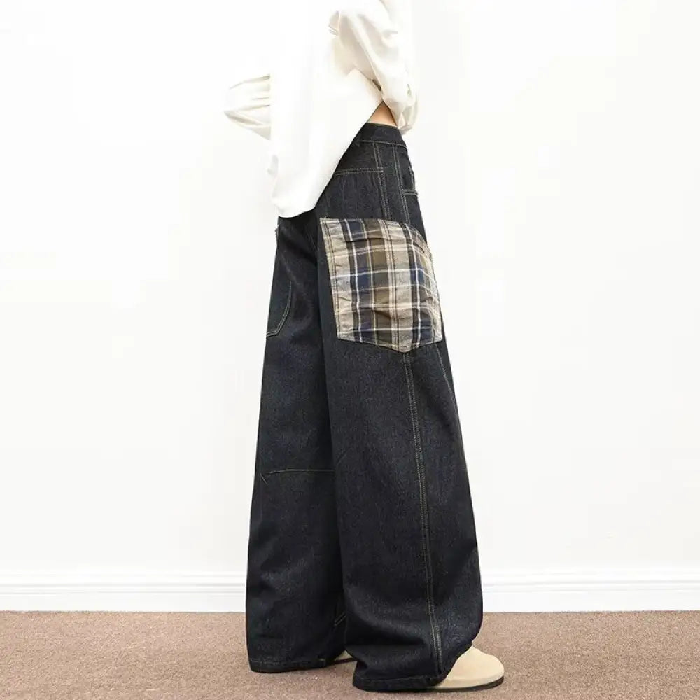 Plaid Patchwork Wide Pants | same ANTHEM.