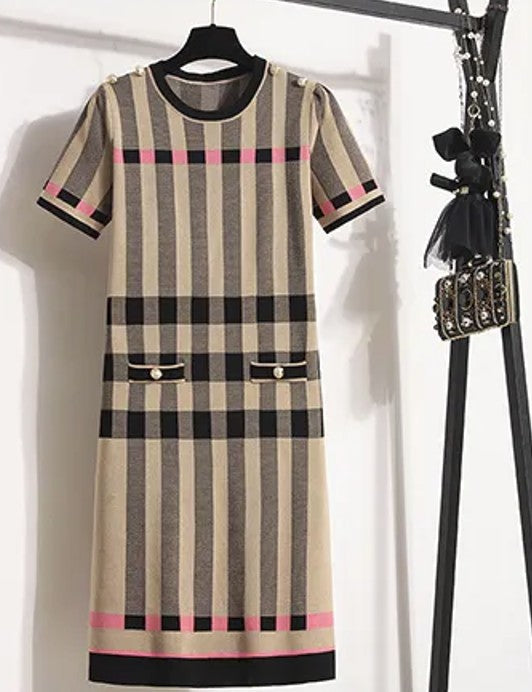 Plaid Striped Knitted Dress – Soulmate Streetwear Style | same ANTHEM