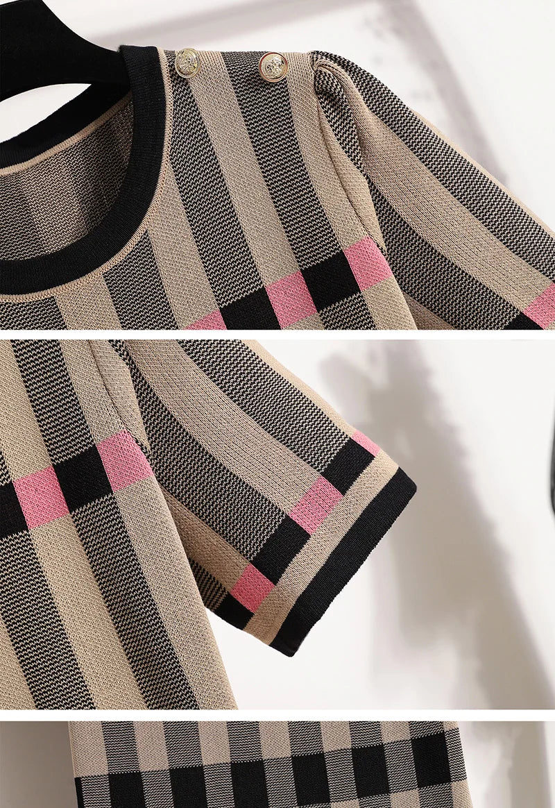 Plaid Striped Knitted Dress – Soulmate Streetwear Style | same ANTHEM