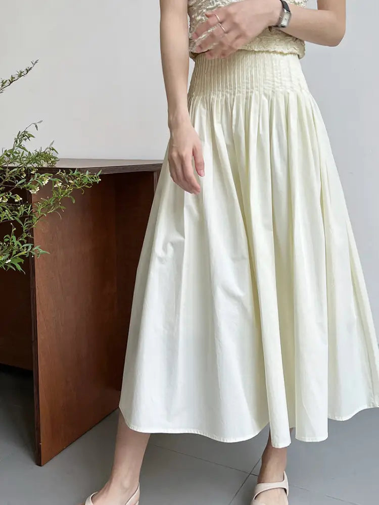Pleated A-Line Umbrella Skirt – same ANTHEM - cream white / M
