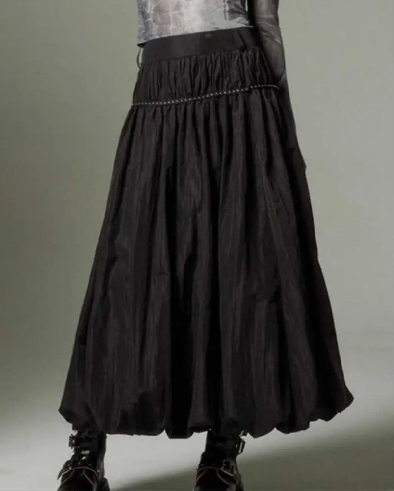 Pleated High Waist Bud Skirt – Unique Style for Lovers | Same ANTHEM - Black / L
