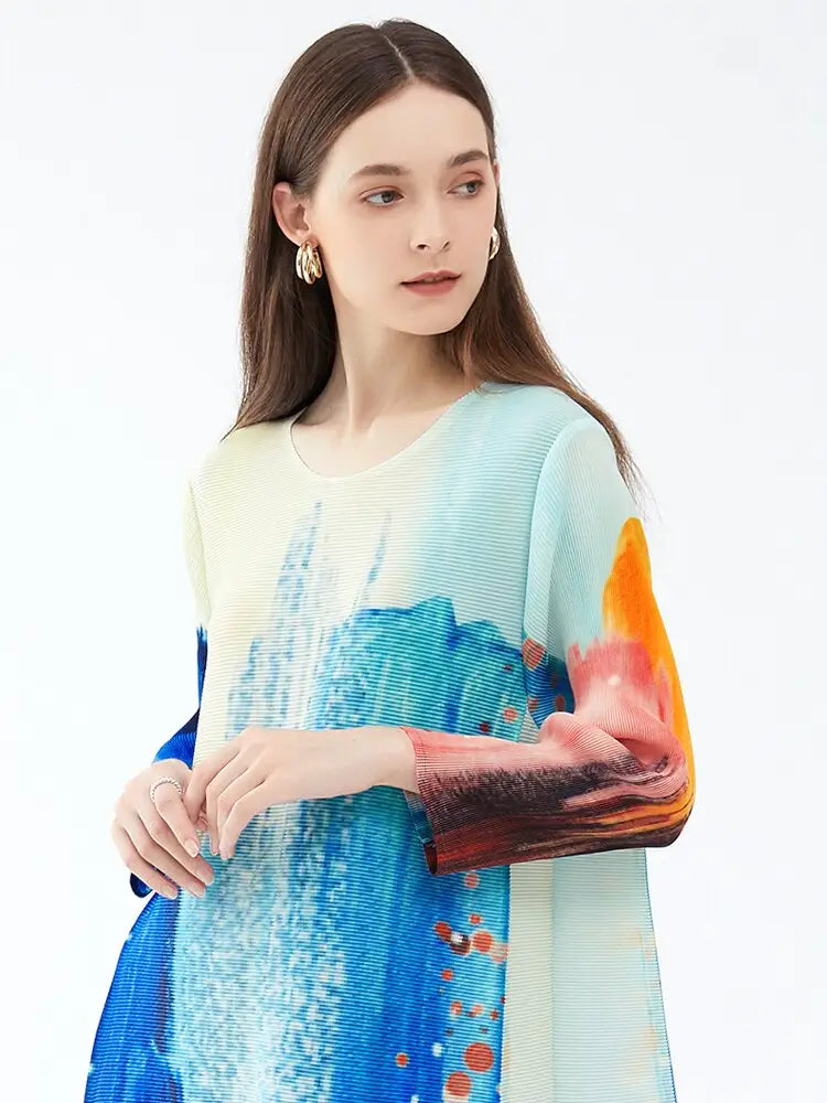 Pleated Ink Print Dress – Fall Fairytale Streetwear | same ANTHEM.