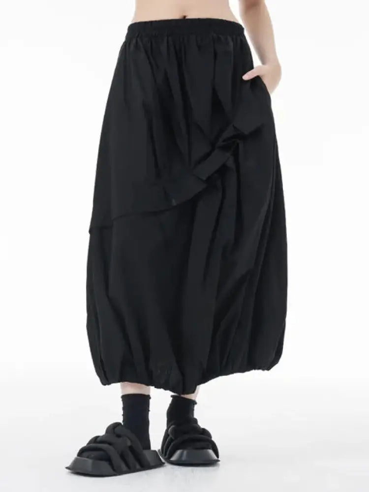 Pleated Lantern Skirt in Grey | same ANTHEM® - Black / One Size